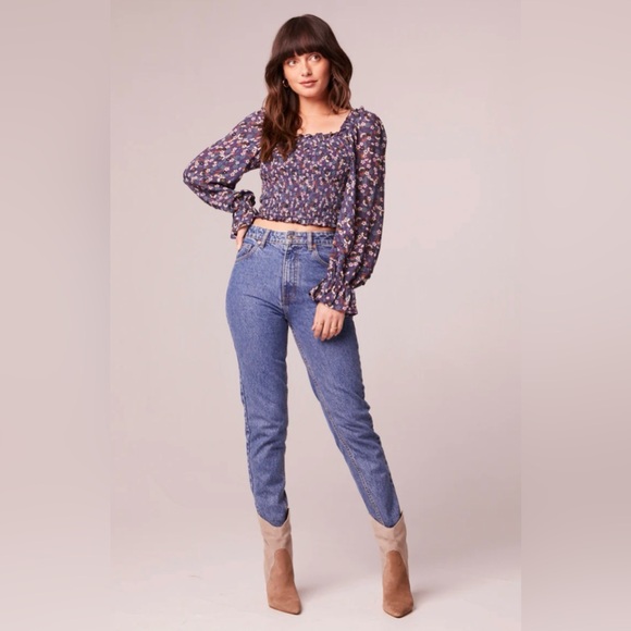 Band of the Free Agathe Purple Floral Smocked Top - Picture 3 of 3